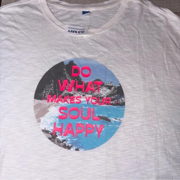 Old Navy Size 3X Sea Salt "Do What Makes Your Soul Happy" Short Sleeve Top NWT! - Picture 4 of 12